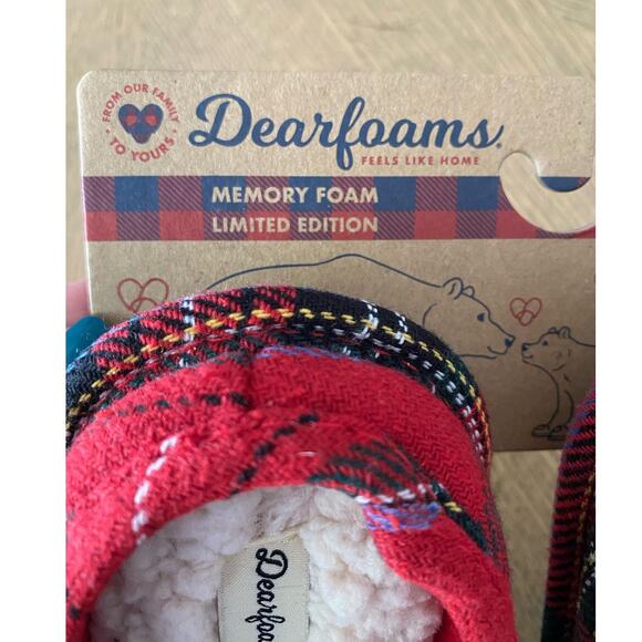 NWT Lil Bear Dearfoams Kids Unisex‎ Red Plaid Slippers Sz 4/5 - Picture 6 of 6